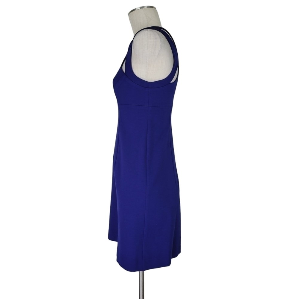 Betsey Johnson Dress Size 8 Blue Strappy Shoulders Cut Outs Lined Back Zip - Picture 3 of 11